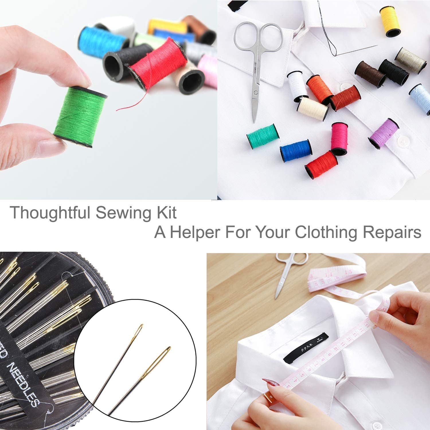 Mini Travel Sewing Kit,  DIY Premium Sewing Supplies,Basic Sewing Kit for Adults,Beginners,Home,Emergency Filled with Repair Kit and Sewing Needles,Thread,Scissors,Thimble,Tape Measure Etc
