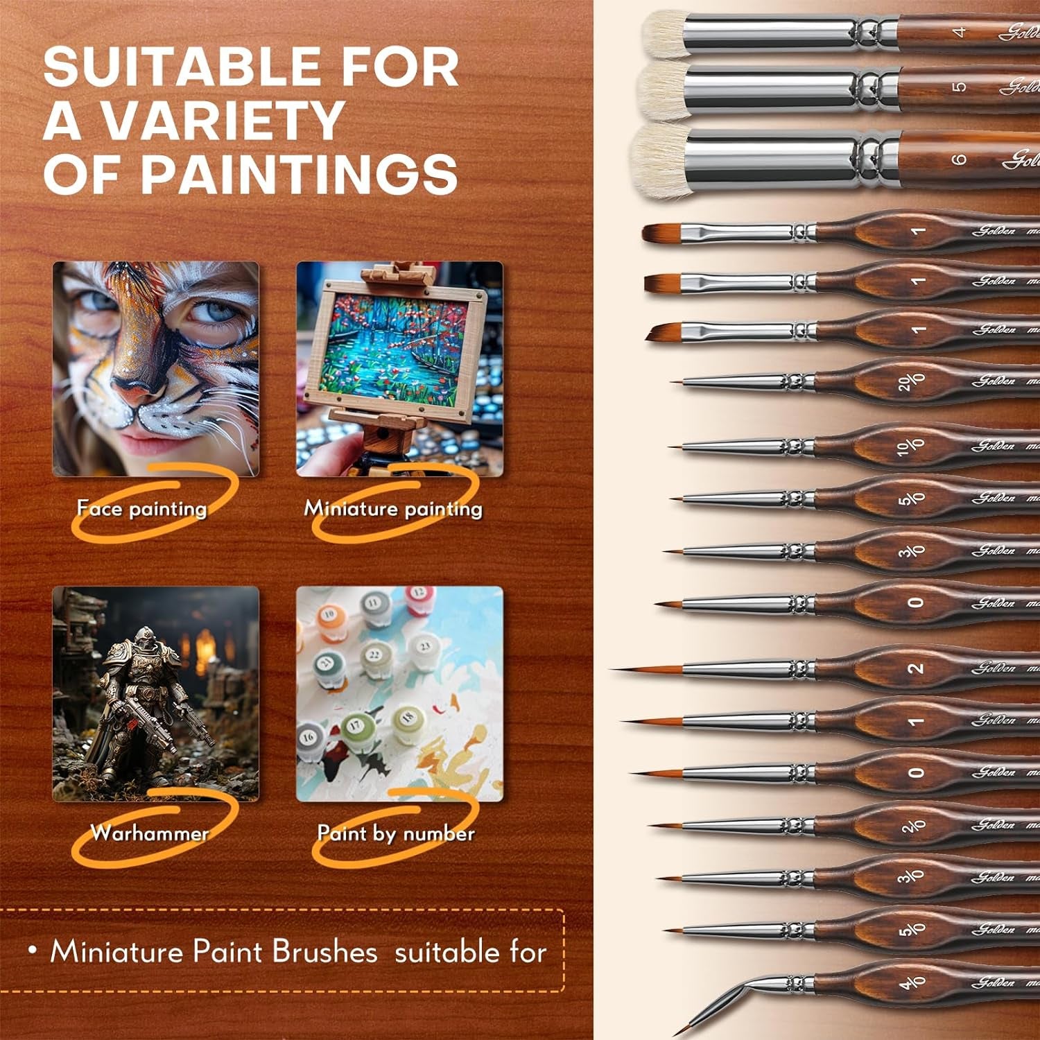 Miniature Paint Brushes Drybrush-18Pcs Micro Detail Paint Brush Set, Small Fine Detail Model Brushes for Acrylics, Watercolors & Paint by Number, Citadel, Figurine, 40K - Cocoa Brown