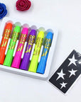 Glow in the Black Light Face Paint Crayons Kit, UV Black Light Makeup Neon Face and Body Paint Sticks Markers for Mardi Gras Halloween Masquerades Makeup