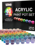 Professional 80 Color Set of Acrylic Paint Jar Set - 3.68Ml Jars - Rich Vivid Colors for Artists, Students, Beginners - Canvas Portrait Paintings