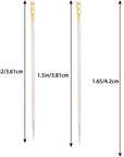 48Pcs Self Threading Needles, Blind Needles in 3 Sizes 1.42 in / 1.5 in / 1.65 In, Assorted Hand Stitching Needles for DIY Embroidery Sewing (Gold, Silver)