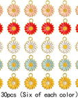 30Pcs Golden Plated Enamel Sunflower Pendant Charms Alloy Sunflower Daisy Flower Dangle Charms Craft Supplies for DIY Necklace Bracelet Earrings Jewelry Making, 5 Colors