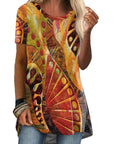 Crew Neck Casual Ethnic Style Vintage Print Short Sleeves T-shirt