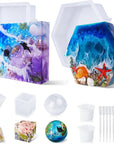 Large Resin Molds,Resin Flower Preservation Molds with Hexagon Square Large Epoxy Molds,Cube Sphere Pyramid Regular Silicone Molds for Resin,Wedding Bouquet Keepsakes,Bookend,Home Décor