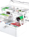 13 Inch Art Craft Organizer Storage Box with 2 Tier,Multifunctional Plastic Sewing Supplies and Tool Box with Handle for Sewing,Medicine,Nail,Hair Accessories Makeup Organizer and Family First Aid Box