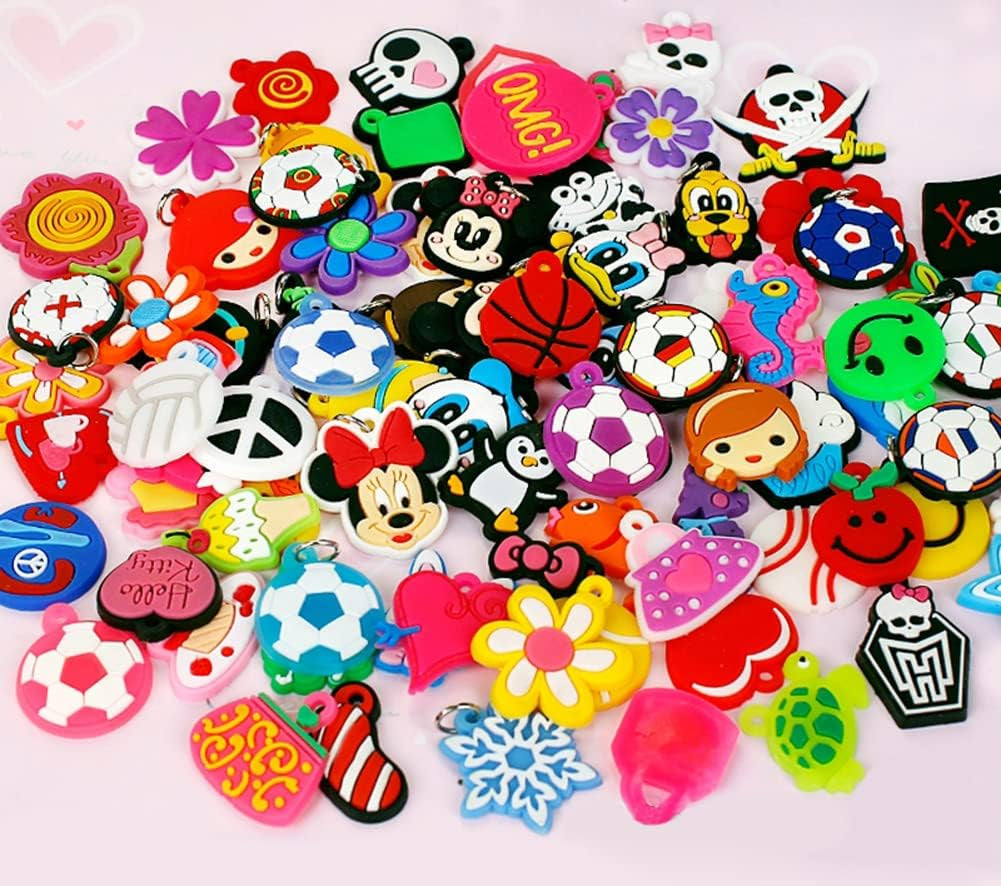 Rubber Loom Band Silicone Charm, Bracelet Charms,Loom Rubber Bands Charms,Bracelet Pendant, (100Pcs)