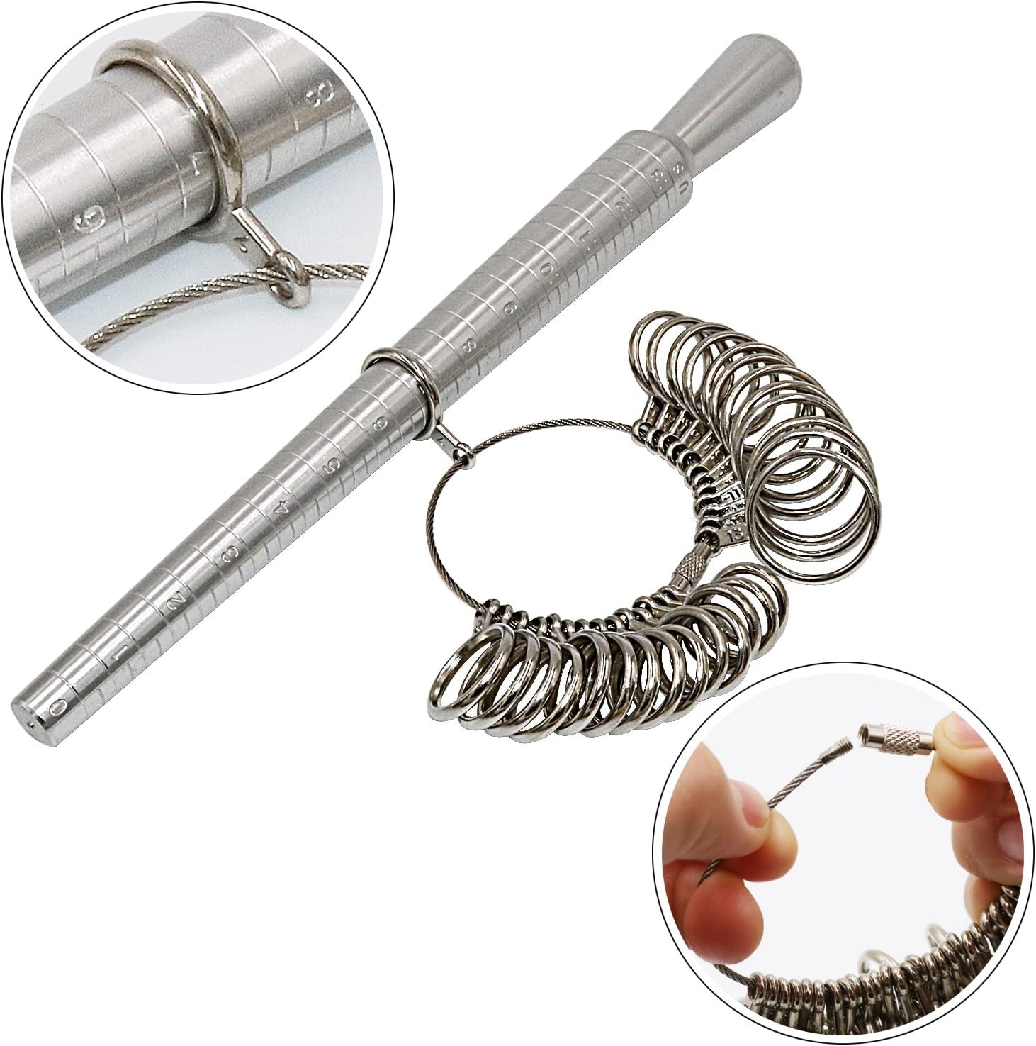 Ring Sizer Set Metal Ring Mandrel Steel Ring Gauge Kit Finger Size Measure Rings Sizing Measurement Jewelry Making Tool Jewelers Tools US 0-13