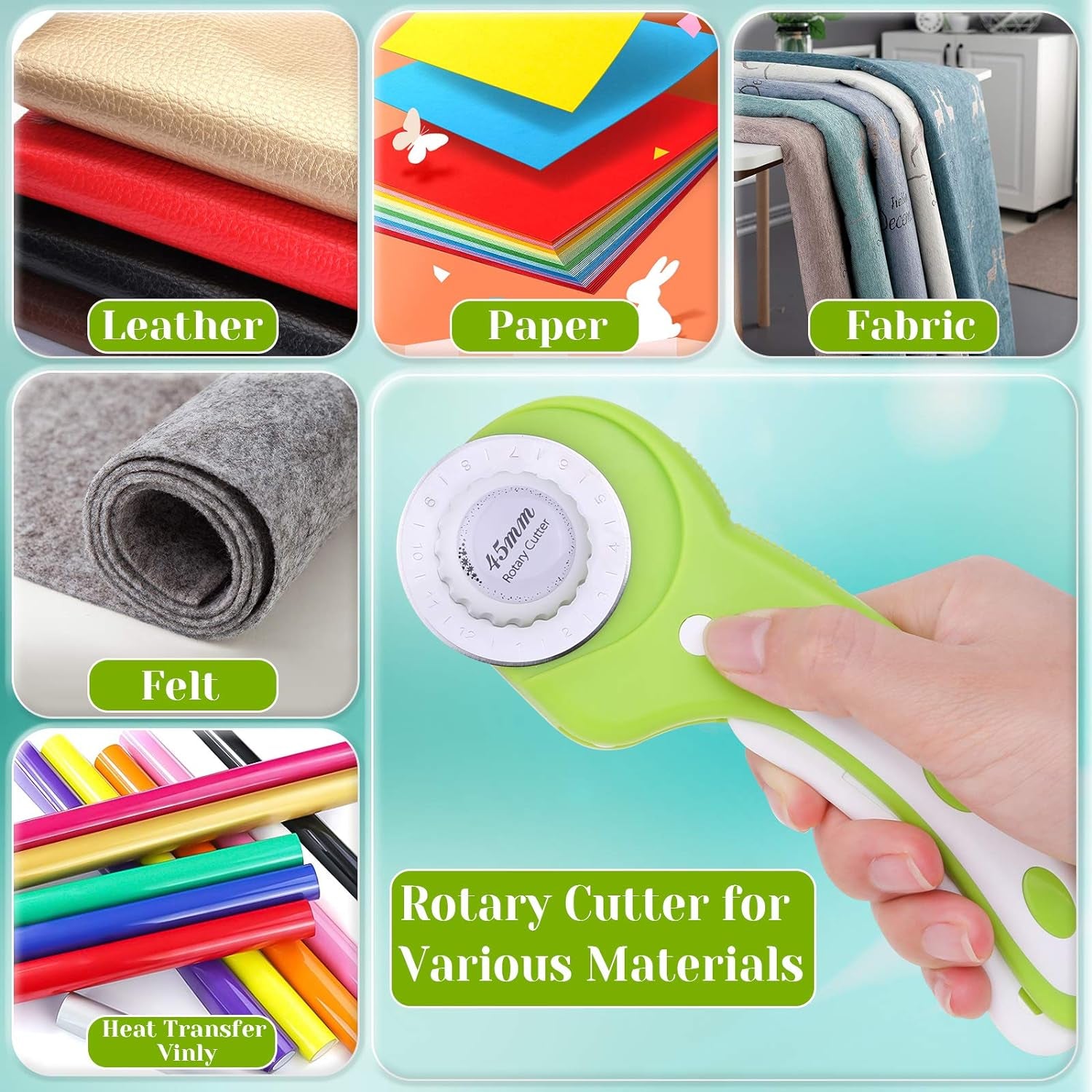Rotary Cutter Set,  Self Healing Sewing Mats Rotary Cutter and Mat 45Mm Rotary Fabric Cutter Set with 2 Blades Rotary Cutting Mat for Crafts Fabric Quilting Hobby (9" X 12" (A4))
