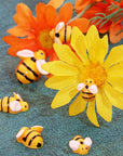 Tiny Resin Bees 30Pcs Small Plastic Flatback Bumble Bee Decor Embellishments for Art Crafts Birthday Party Table Decoration (30)