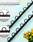 10 Yards Gimp Braid Trim with Elastic Button Loop Bridal Button Loops Dress Zipper Extender Upholstery Trim Sewing Trim Embellishment for Wedding Costume DIY Crafts Jewelry Home Decor (Black)