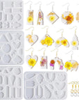 44PCS Resin Earring Molds, Silicone Molds for Epoxy Resin, Geometrical Flower Leave Heart Shaped Epoxy Silicone Casting Molds for Jewelry Pendant Keychain Charm, Resin Epoxy Kit