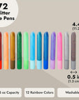 72 Pack Glitter Glue Pens, Rainbow Glue Stick Set for Arts and Crafts Projects, Slime Supplies, Scrapbooking, Cards, 0.35 Oz (12 Colors)