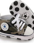 Unisex Baby Boys Girls High Top Sneaker Soft Anti-Slip Sole Newborn Infant First Walkers Canvas Denim Shoes