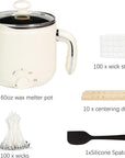 Wax Melter for Candle Making 1.8L/60Oz Electric Wax Melter with Pouring Spout Included - Wicks, Wick Stickers, Centering Device, Stirring Spoon