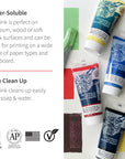 Water-Soluble Block Printing Ink Starter Set, 4-Color Set, 1.25-Ounce Tubes
