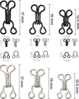 50 Set Sewing Hooks and Eyes Closure for Bra and Clothing, 3 Sizes (Silver and Black)