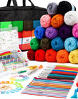 20 Large Acrylic Yarn Skeins-105 PCS Crochet Kit with Hooks Yarn Set, Premium Bundle Includes 2000 Yards Yarn Balls, Needles, Accessories, Ideal Starter Pack for Kids Adults Beginner Professionals