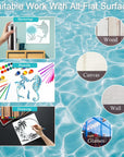 9Pcs Ocean Sea Turtle Jellyfish Dolphin Skeleton Fish Stencils Sea Animal Tropical Template Hawaiian Palm Tree Beach Dolphin Shark Stencils for Painting on Wood DIY Craft Wall Décor (Fancy)