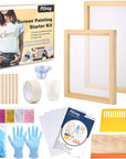 42 Pieces Screen Printing Kit with Instructions, Include 2 Pieces Wood Silk Screen Printing Frames, 5 Colors Fine Glitter, Screen Printing Squeegee, and Waterproof Transparency Films