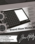Tim Holtz Travel Glass Cutting Mat - Portable Work Surface with 8X8 Measuring Grid and Palette for Mixed Media - Art Supplies with Carry Case