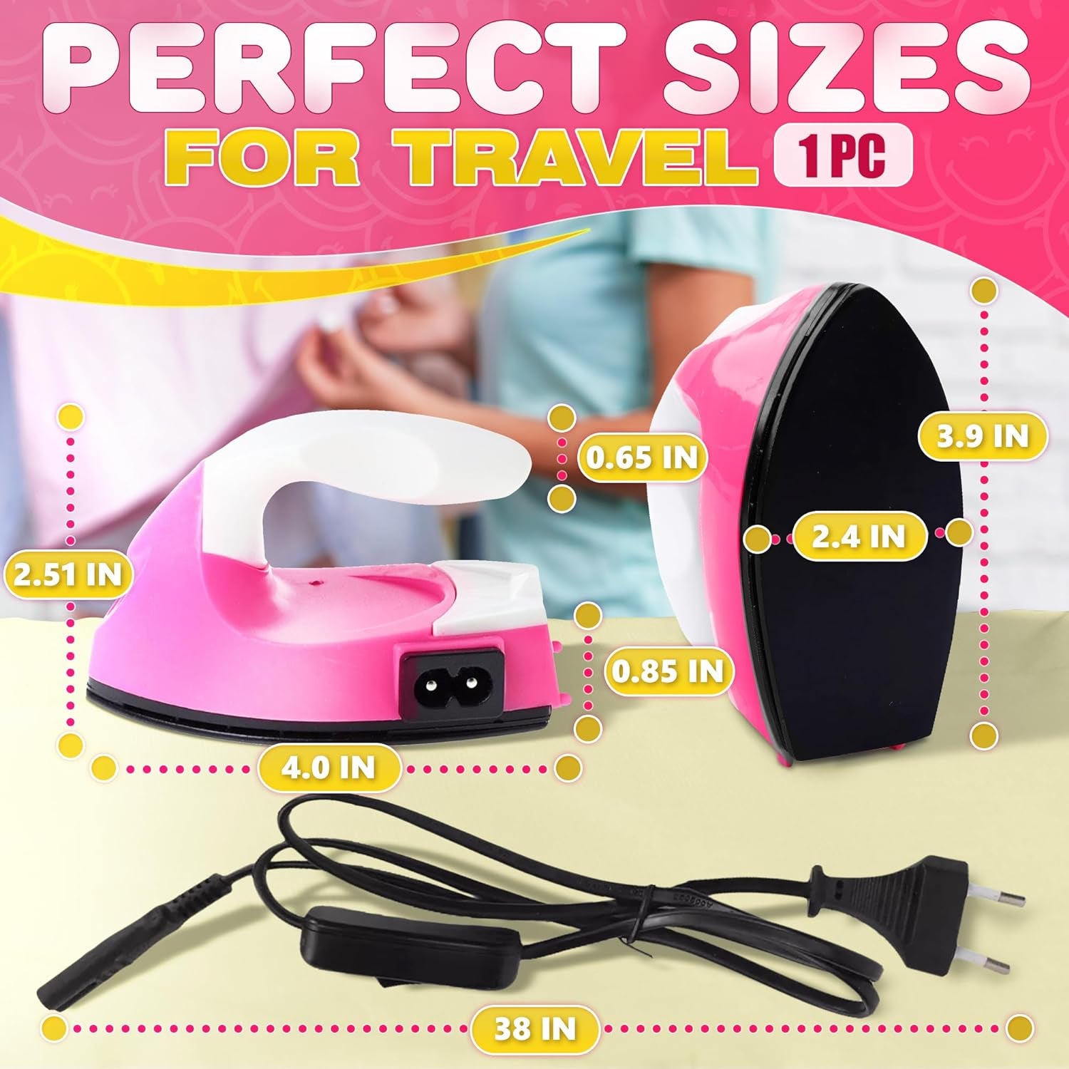 Mini Iron for Crafting - Small Iron for Crafts Small Travel Iron Mini Heat Press Iron Mini Iron for Clothes Mini Craft Iron Small Iron for Clothes - Mini Steam Iron for Clothes with Charging Base