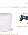 Braided Candle Wick Spool 200 Ft Cotton Candle Wick Roll Core Braided Wick for Candle Making and Candle DIY (61M/67Yard/200 Foot)
