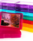 Colorful Plastic Photo Storage Box with Handle,16 Inner 4''×6''Photo Cases and Craft Keeper for Photos, Pictures, Garden Seed, Sewing Supplies