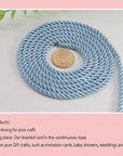 U Pick 10Yds 5Mm 3 Braided Cord Decorative Twisted Satin Polyester Twine Cord Rope String Thread Shiny Cord Choker Thread (02:Blue)