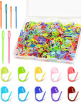 300Pcs Stitch Markers with 6 Pieces of Large Blunt Sewing Needles,Colorful Knitting Markers,Plastic Crochet Hook Clip,Bulk Crochet Hook Markers for Knitting Stitch Locking Clip Crochet Hooks