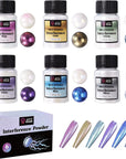 Resin Mica Powder, 6 Colors Interference Mica Powder for Epoxy Resin, Spirit Pearl Pigment Powder for Resin, Paint, Slime, Art
