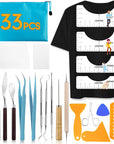 33Pcs Vinyl Weeding Tools with T-Shirt Ruler Guide,Craft Tools Set for DIY Heat Transfer Printing, Weeding Vinyl,Silhouettes,Scrapbooking,Lettering, Cutting, Splicing.