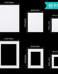 White Picture Mat Kit, Includes anti Acid Pre Cut Display Photo Frame Mat and Core Bevel Cutting Mat Board for Photo Picture Artwork, 5 X 7, 8 X 10, 11 X 14 Inch (12 Sets)