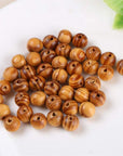 600Pcs Natural round Euro Wood and Coffee Colored Beads Wood Beads 8Mm Diameter Wooden for DIY Jewelry Bracelet Makings