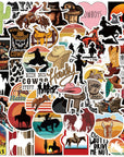 50PCS Cowboy Stickers, Country Western Decals Vinyl Waterproof Stickers for Water Bottle Laptop Luggage Helmet Skateboard Snowboard Guitar Scrapbook Phone Gifts for Teens Girls Kids Adult
