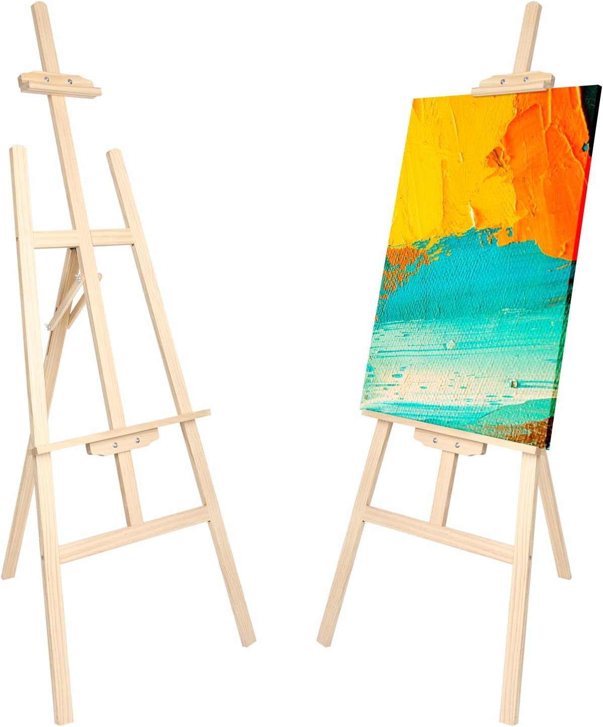 Nian Feng Wooden Easel for Painting, Adjustable Floor Easel, Folding Easel Stand for Wedding Poster, Painting Easel Large for Adults and Kids