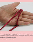 U Pick 10Yds 5Mm 3 Braided Cord Decorative Twisted Satin Polyester Twine Cord Rope String Thread Shiny Cord Choker Thread (11:Maroon)