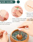 Bead Spinner Kit with 5 Quick Changed Bowls, 4.4" Clay Bead Spinner with 15,000 Beads (15 Colors) and 2 Big Eye Needles, Beading Supplies for Jewelry Making