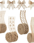 4 Rolls Burlap Ribbon Natural Jute Burlap Lace Ribbon Mesh Burlap Ribbon Weeding Ribbon Trim Craft Wrapping Ribbon for Holiday Party DIY Handmade Artist Home Decor Packaging