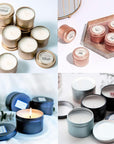 24Pcs 4Oz Candle Tins for DIY Candle, Metal Candle Container Tins for Candle Making Dark Blue Light Blue Champagne Rose Gold Container Tins