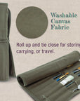 Deluxe Canvas Art Paint Brush Holder & Storage Organizer Roll-Up Case Bag - 24 Slot Pockets Carry Pouch - Protect Artist Acrylic Oil Watercolor Paintbrushes - Store Pencils, Pens Tools
