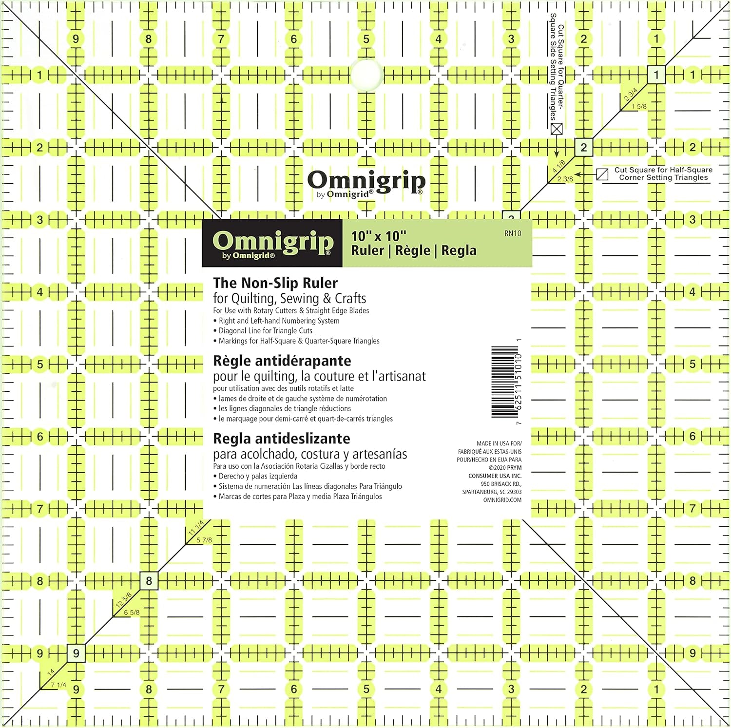Omnigrip 10In Square Ruler, None
