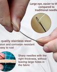 Large-Eye Needles for Hand Sewing, 50Pcs Premium Large Eye Sewing Needles with Threaders and Storage Tube 5 Size Large Eye Pointed Stitching Needles for Stitching Crafting Projects and Embroidery