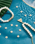 50PCS 14K Gold Plated Spacer Beads, 8Mm Flat round Metal Beads Brass Wavy Disc Beads Jewelry Loose Beads for DIY Bracelet Necklace Earring Craft Supplies, Hole: 1.2Mm