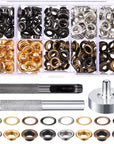 1/4 Inch Grommet Kit 200 Sets Grommets Eyelets with 3 Pieces Install Tool Kit and Box for Shoes Clothes Crafts Bag