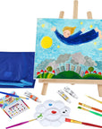 48 Pieces Art Painting Supplies for Toddlers and Kids with 12 Paint Brushes, 10 Painting Canvas, 2 Tabletop Easels, 2 Art Smocks, 18 Acrylic Painting Colors, Paint Palettes, Presents for Kids