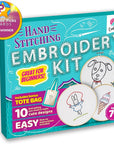 Embroidery Sewing Kit for Beginners, Kids Craft Kit Gift for Girls Boys Ages 8-12, 10 Projects, Embroidery Hoops, Fabric, Patterns, Floss, Needles, Needlepoint Cross Stitching Supplies