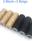 Upholstery Repair Kit, Upholstery Thread 3 Rolls Black (150 Yard) and 3 Rolls Beige (150 Yard) Includes a Heavy Duty Assorted Hand Sewing Needles Kit