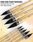 Professional Watercolor Paint Brushes with Nylon Bag, 9 PCS Mop Paintbrush, round Synthetic Squirrel Hair, Bulk Paint Brushes for Watercolor Painting, Gouache, Acrylic, Oil, Wood Color