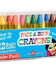 Face Paint Crayons - with Artbook & Easy to Follow Facepainting Designs -Safe Non-Toxic Face and Body Paint Made in Taiwan - Halloween Makeup Face Painting Kit for Kids & Adults