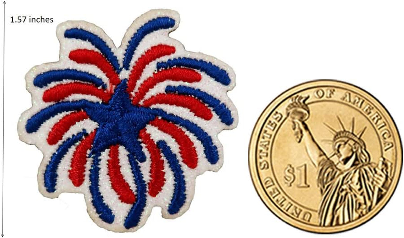 Patriotic US Flag Fireworks Embroidered Iron on Patch